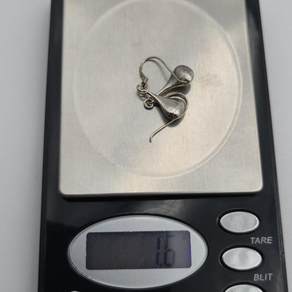 Sterling Silver Rustic Simple Shape Dangle Earrin… - image 5